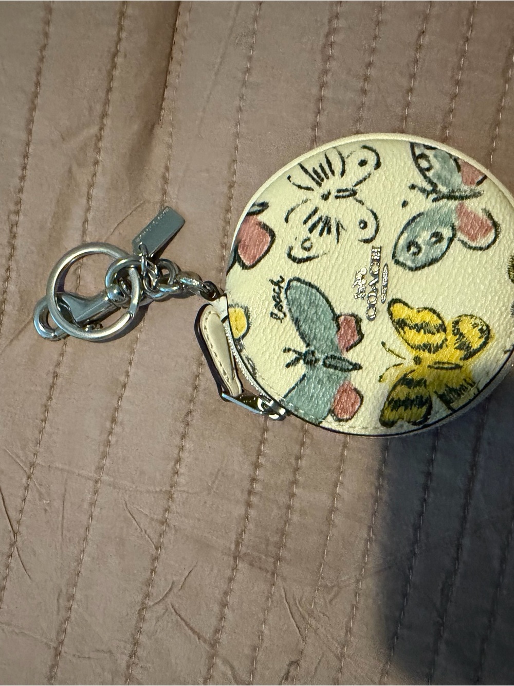 Coach Kids Yellow Butterfly Coin Pouch Keychain